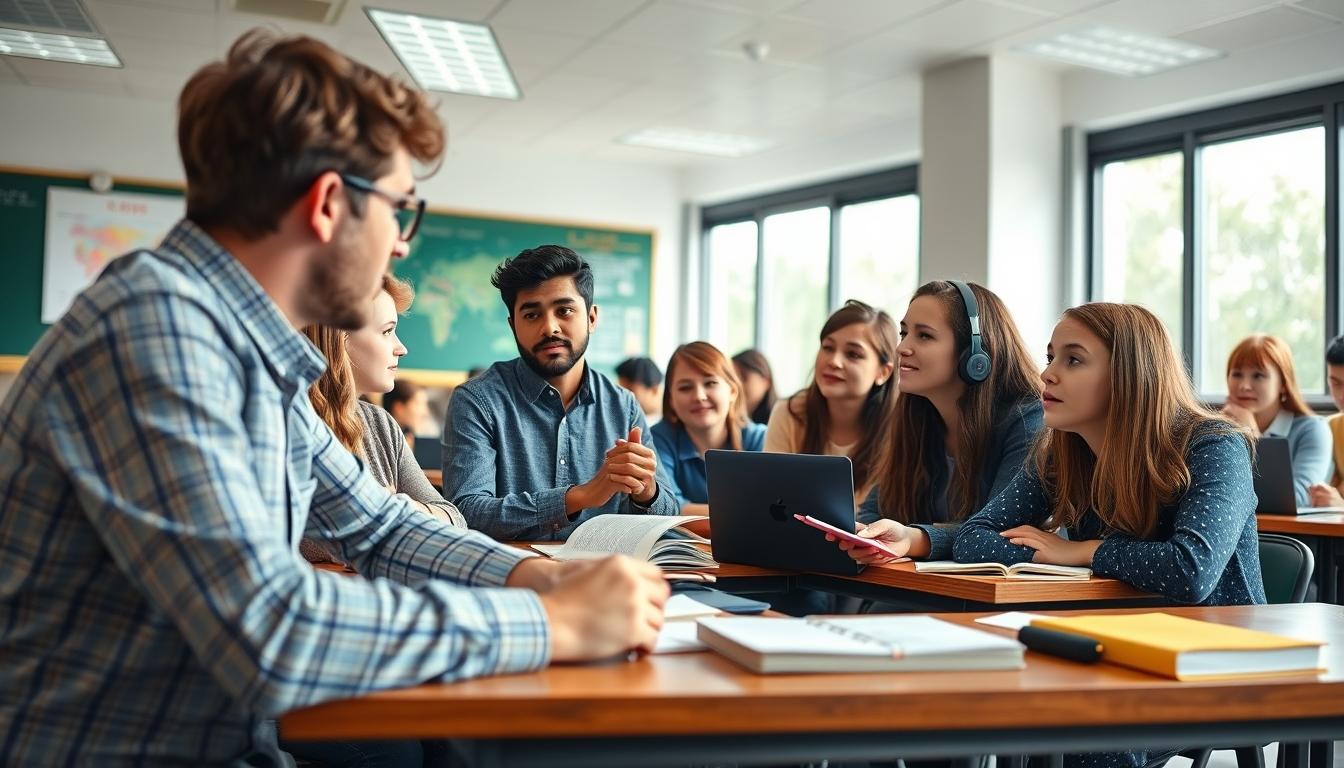 Student using a study guide to organize academic notes
